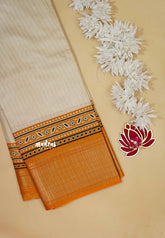 Ivory with Mustard Yellow - Light weight Vasundra printed silk with ajrakh pallu and blouse